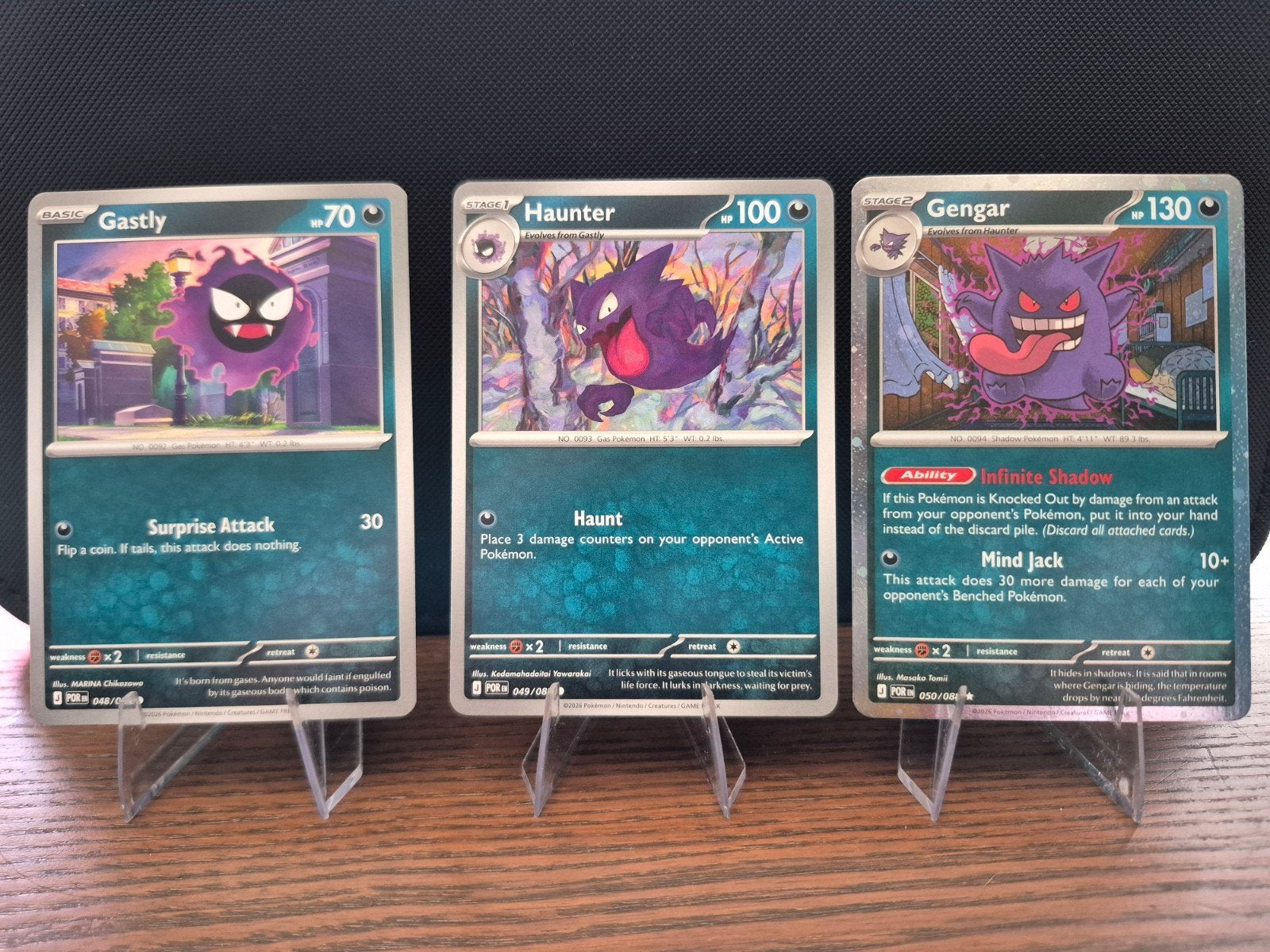 Pokémon Kaarten: Gastly, Haunter, Gengar Evolutie Set, Ophalen, Nieuw, Meerdere kaarten