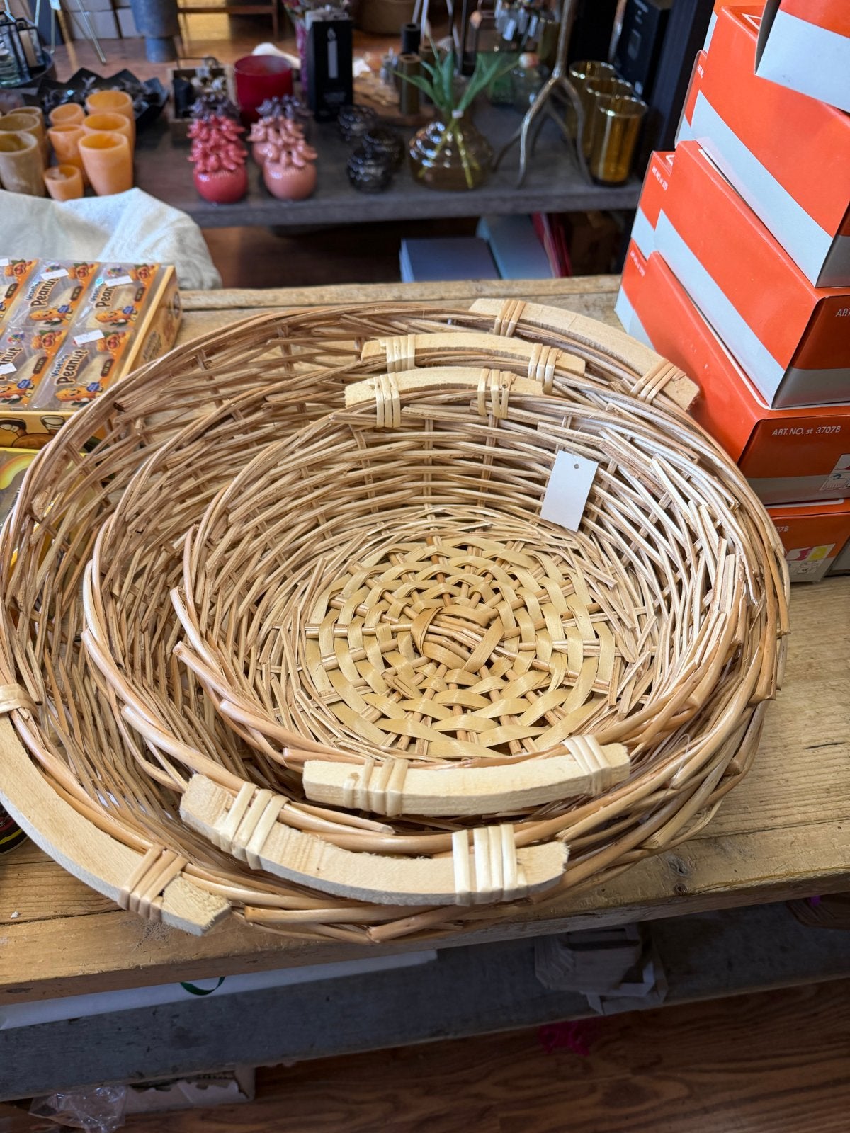 3-delige Kalani Mandenset - Ideaal voor Kerstpakketten, Gevlochten, Mand, Rond, Nieuw