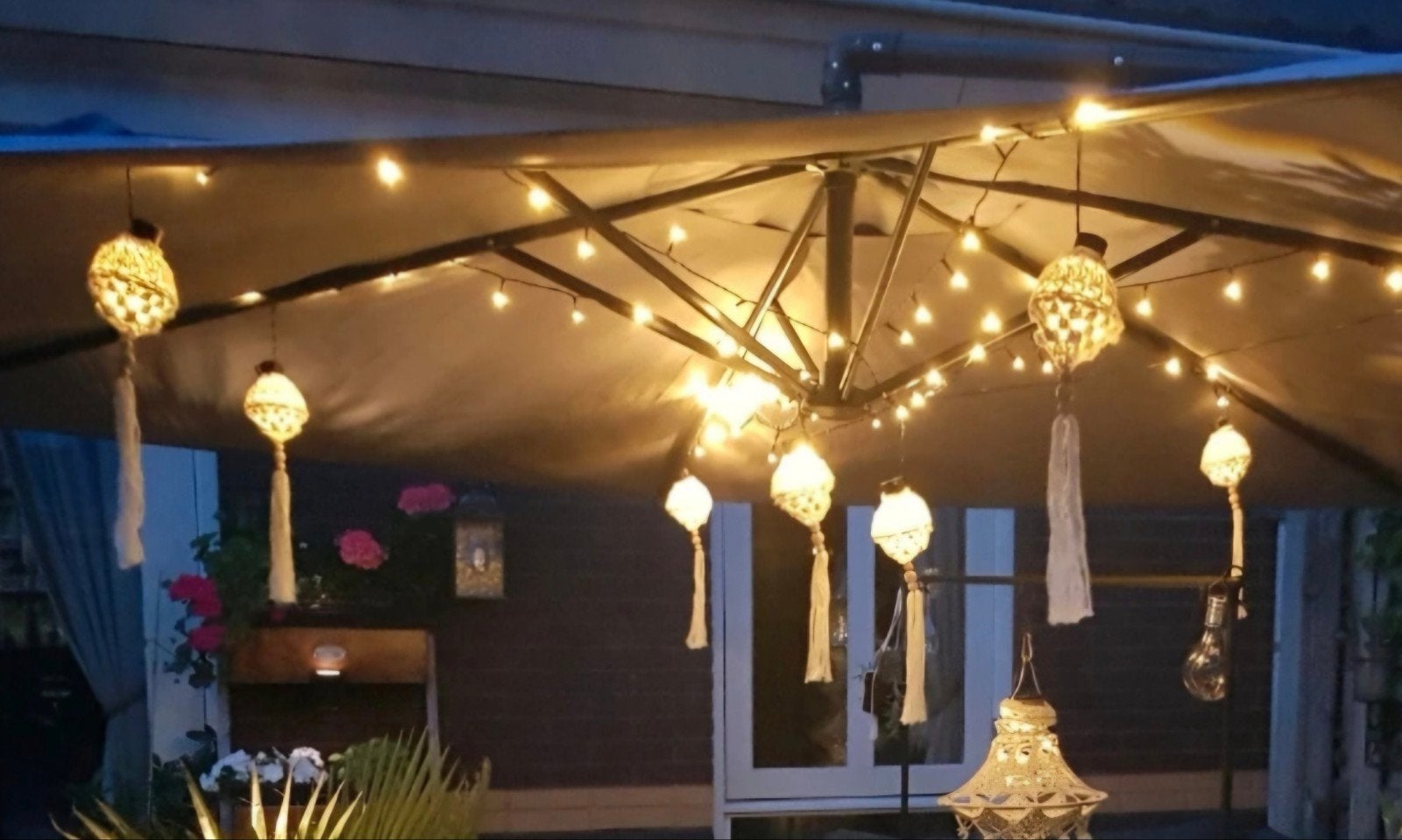 Gehaakte boho parasolverlichting, Ophalen of Verzenden, Netvoeding, Minder dan 50 watt