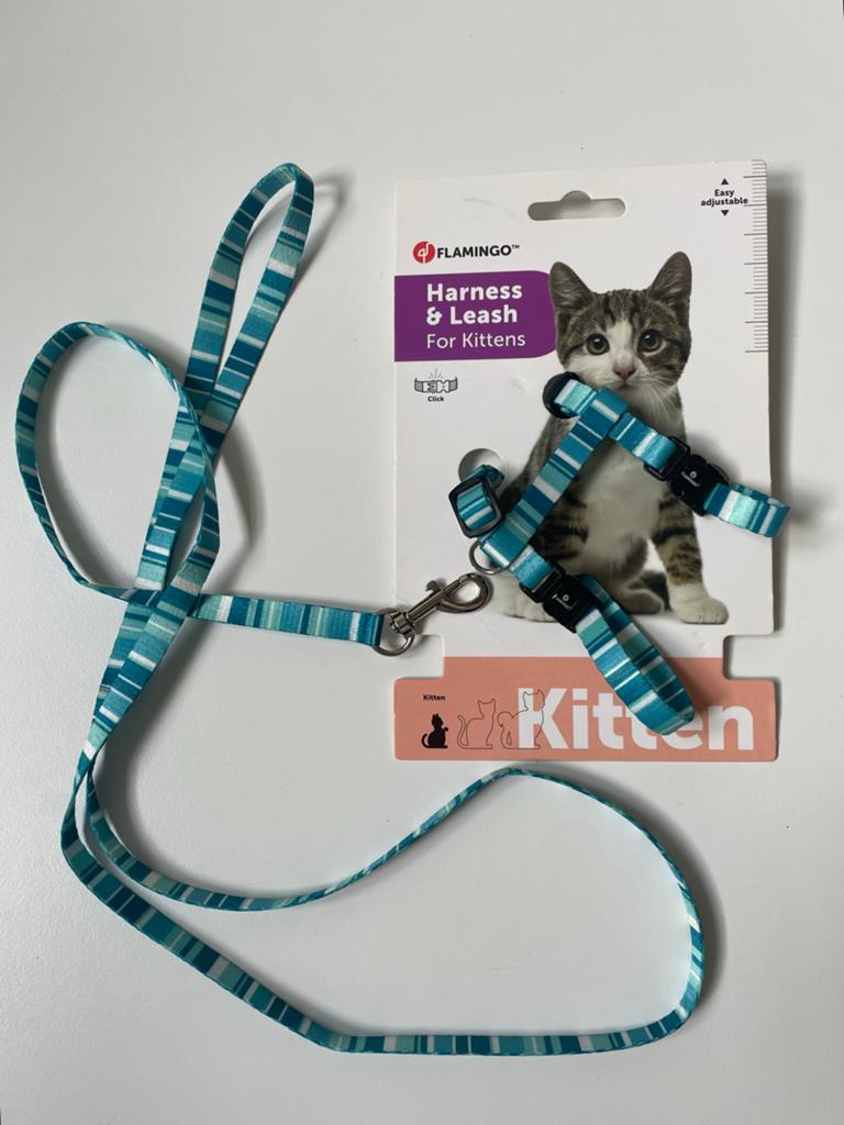 Verstelbaar kittentuigje (blauw) met lijn, merk Flamingo, Dieren en Toebehoren, Katten-accessoires, Ophalen of Verzenden, Nieuw