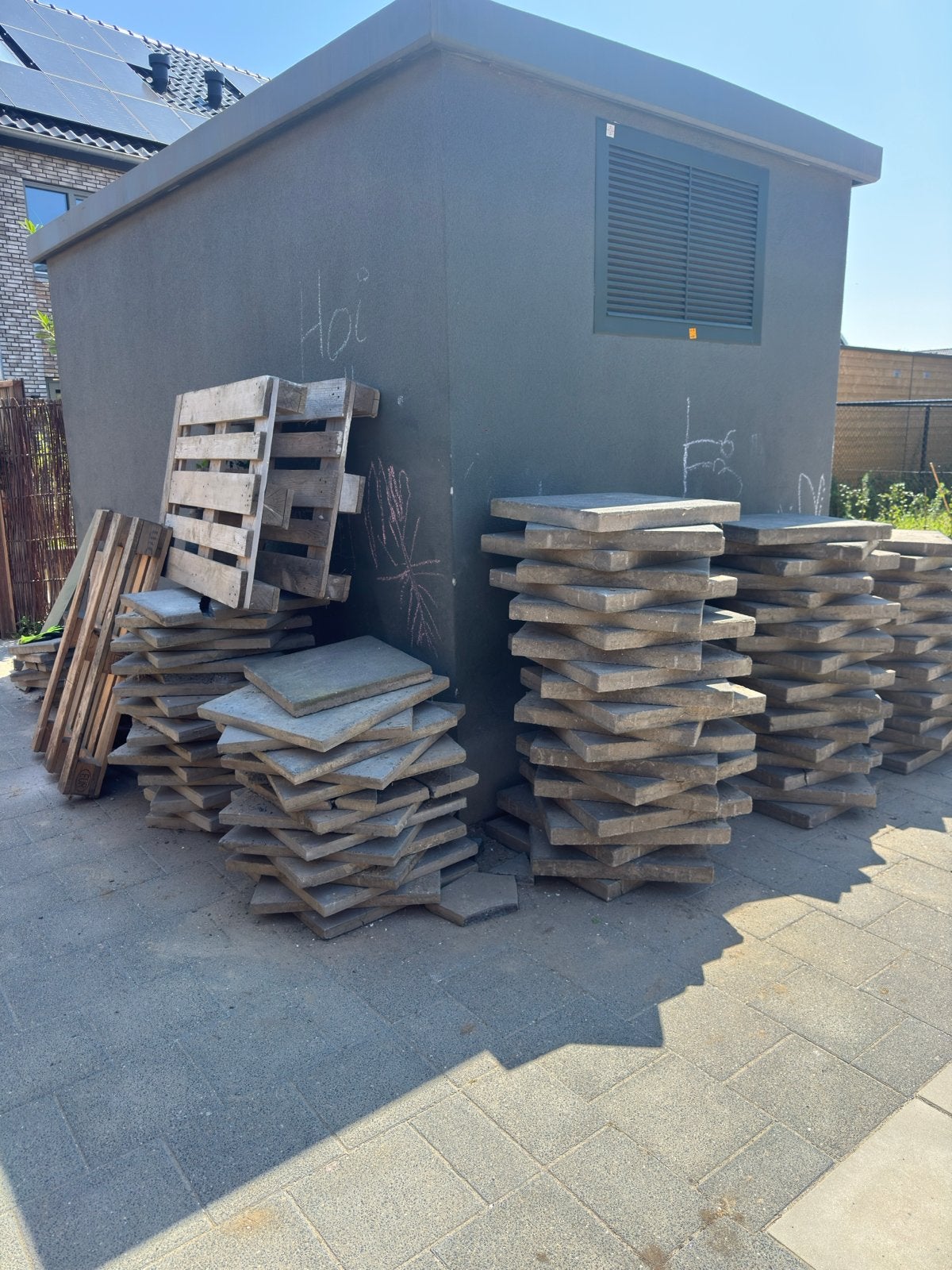 Gratis tuintegels en pallet af te halen in Bergschenhoek, Ophalen, Gebruikt, 10 m² of meer, Beton