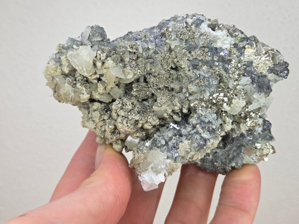 Galeniet met Pyriet en Calciet UV, Ophalen of Verzenden, Mineraal