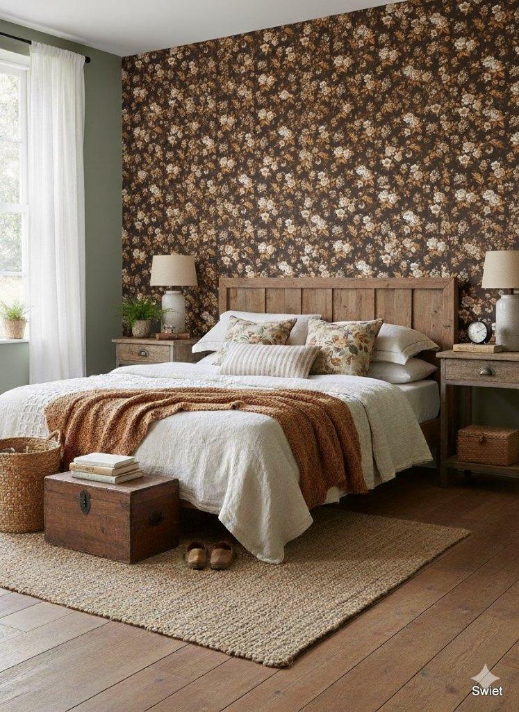14110 rozenbehang vintage wallpaper klassiek bloemen swiet, Verzenden, Bruin