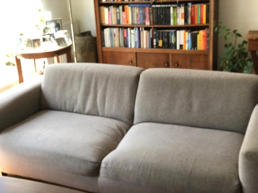 zitbank grijs stof, Ophalen, Gebruikt, Driepersoons, 75 tot 100 cm
