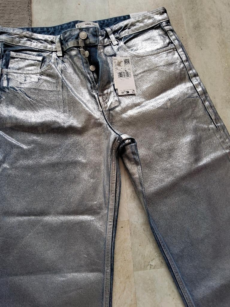 Mango silver jeans, Kleding | Dames, Nieuw, Ophalen of Verzenden, W33 - W36 (confectie 42/44), Overige kleuren