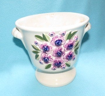 Vintage bloempot paarse bloemen Rosa Ljung Helsingborg Deco, Ophalen of Verzenden