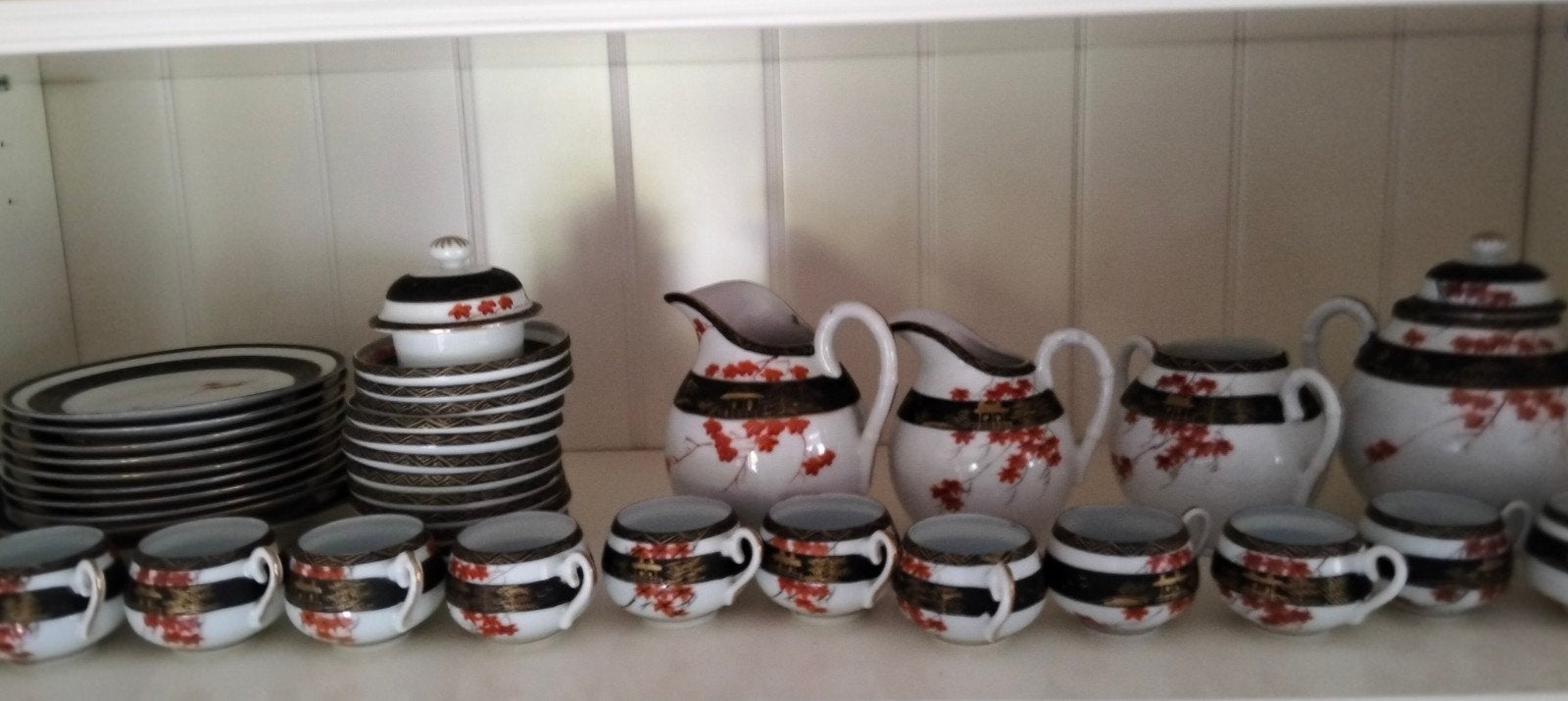 Prachtig oud Japans eierschaal servies met sake kommetjes, Ophalen of Verzenden