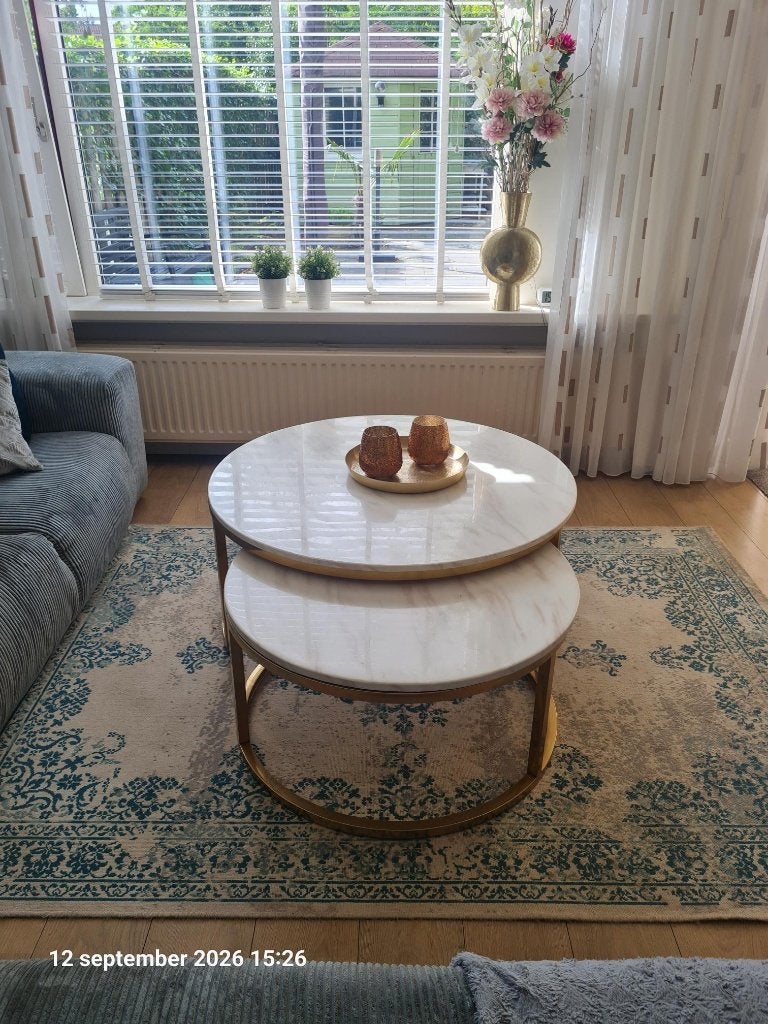 Marmeren Salontafel set, Ophalen, Overige materialen, Gebruikt, 50 tot 100 cm