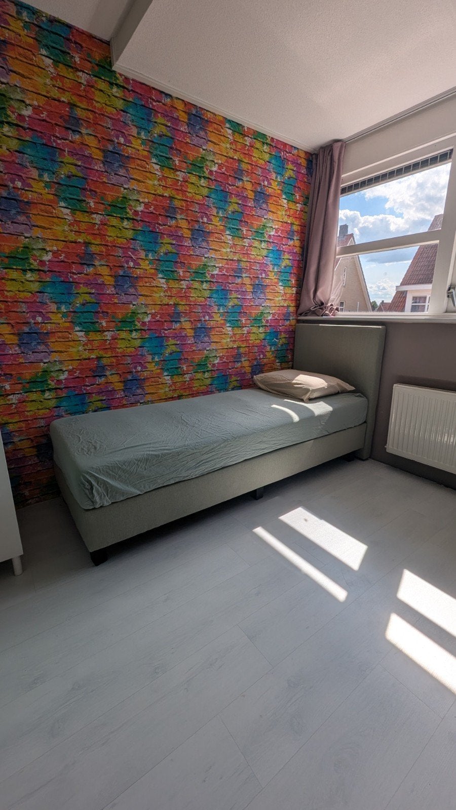 Boxspring luxe 80x210 Glad Hoofdbord lentegroen, Huizen en Kamers, Kamers te huur