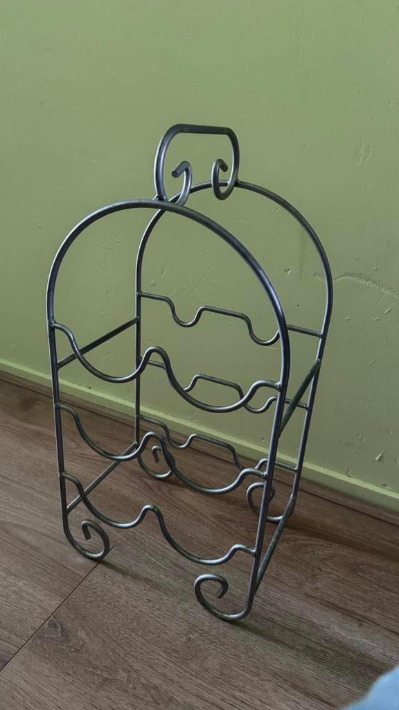 Metalen wijnrek voor 6 flessen – decoratief en compact, Ophalen, Zo goed als nieuw, Metaal, Minder dan 50 cm