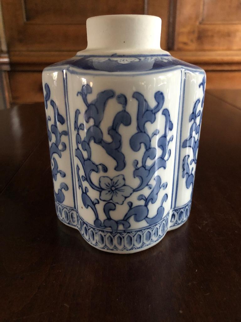 CHINESE THEEBUS BLAUW/WIT, Antiek en Kunst, Ophalen of Verzenden