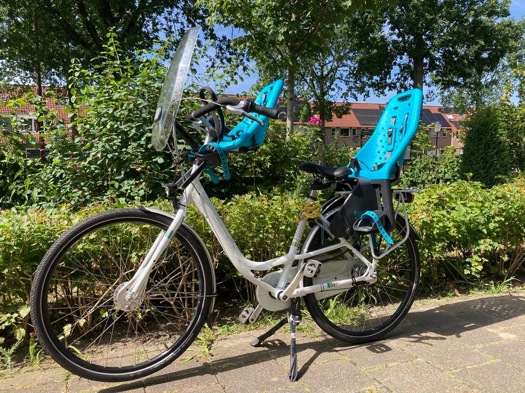 Gazelle Bloom moederfiets met zitjes en windscherm, Fietsen en Brommers, Fietsen | Dames | Moederfietsen, 2 zitjes, Gebruikt, 47 tot 50 cm