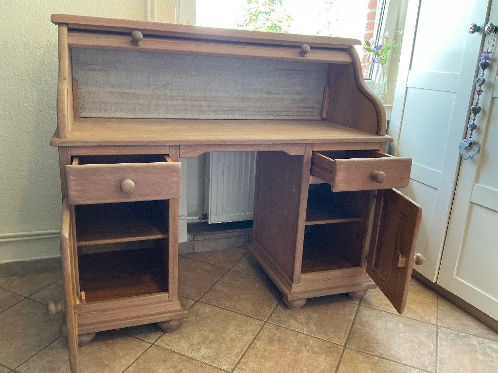 Eiken secretaire, Ophalen, Met lades, Gebruikt, Hout