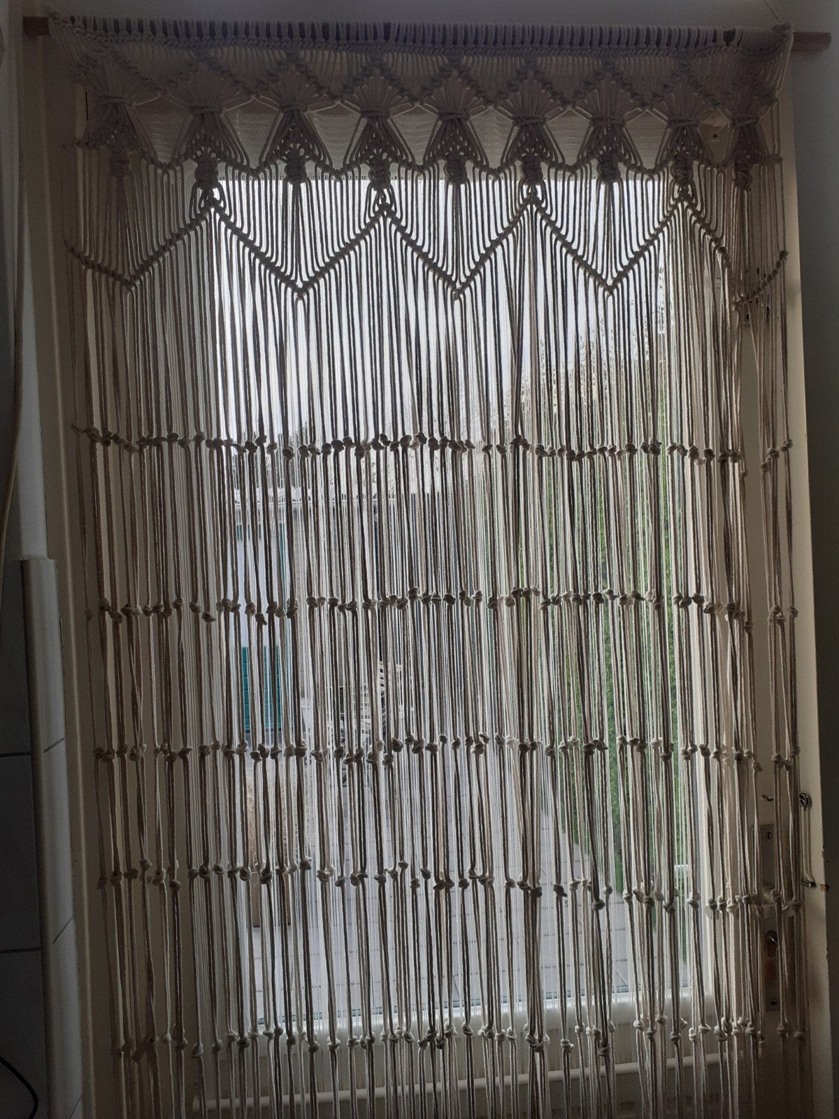 Macramé bohemian vliegengordijn 90x200cm, Huis en Inrichting, Ophalen, 90 cm, Nieuw, Crème
