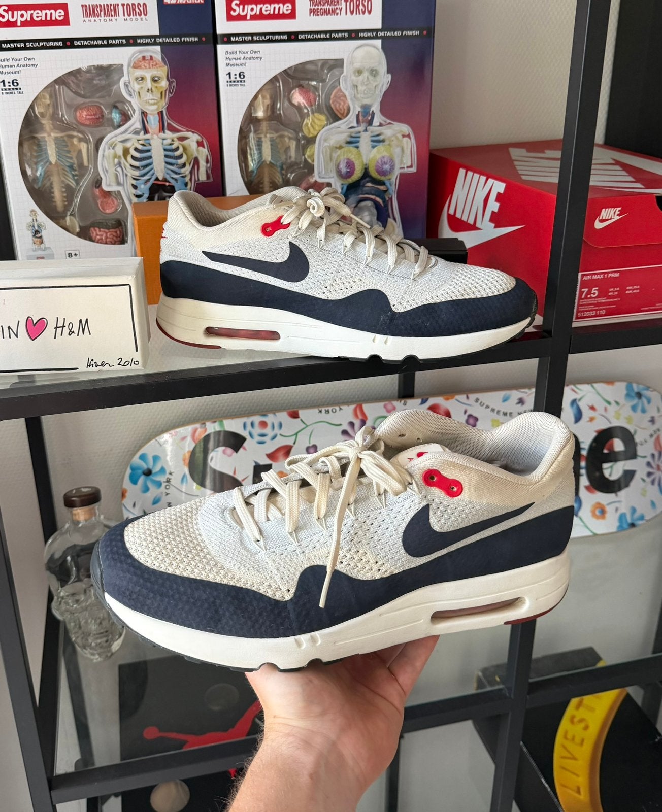 Nike Air Max 1 Ultra 2.0 Flyknit Maat 48.5 - 875942-100, Ophalen of Verzenden, Zo goed als nieuw, Overige kleuren, Sneakers of Gympen