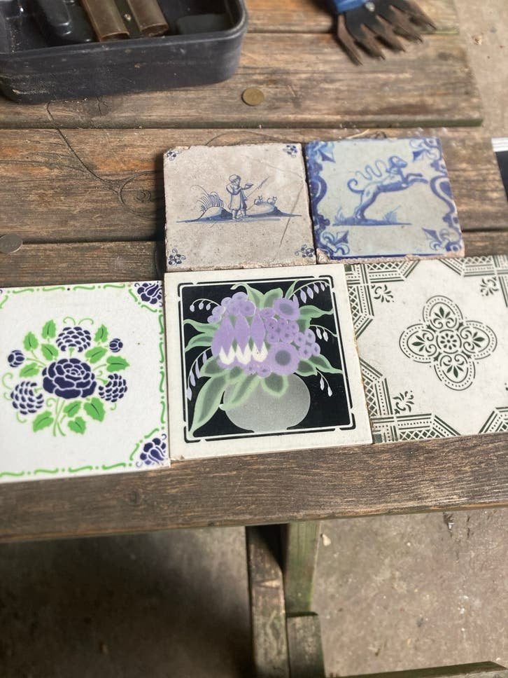 Set van Antieke en Vintage Tegels - Diverse Motieven, Ophalen of Verzenden
