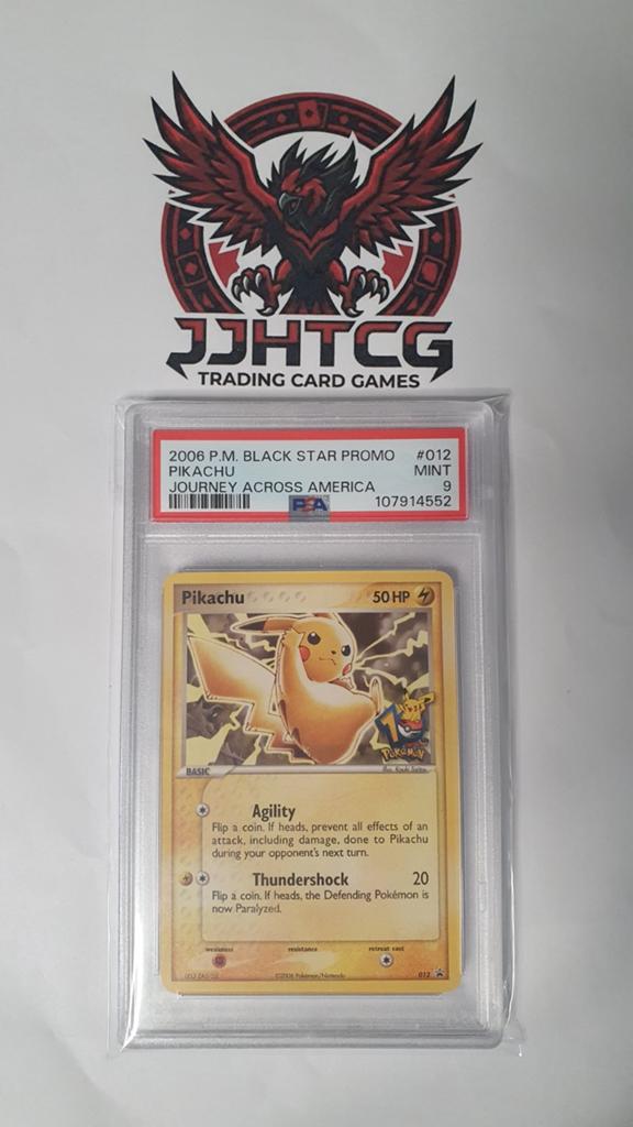 Pikachu P.M. Promo 012, Journey Across America (PSA 9), Ophalen of Verzenden, Zo goed als nieuw, Losse kaart