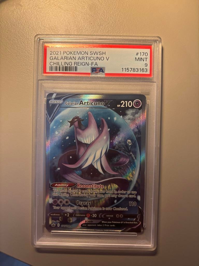 Articuno V 170/198 Chilling Reign FA psa 9, Ophalen of Verzenden, Zo goed als nieuw, Losse kaart