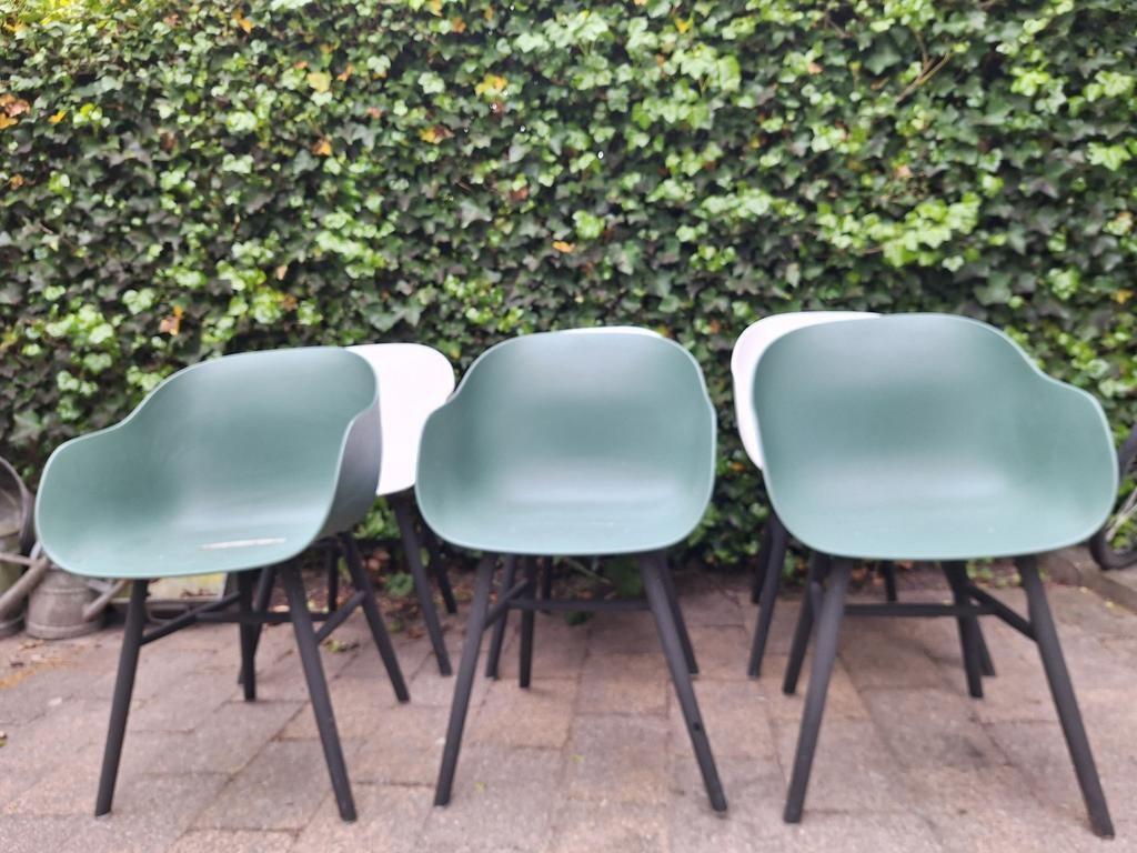 6 x kuipstoel: 3x groen 3x wit, Ophalen of Verzenden, Kunststof