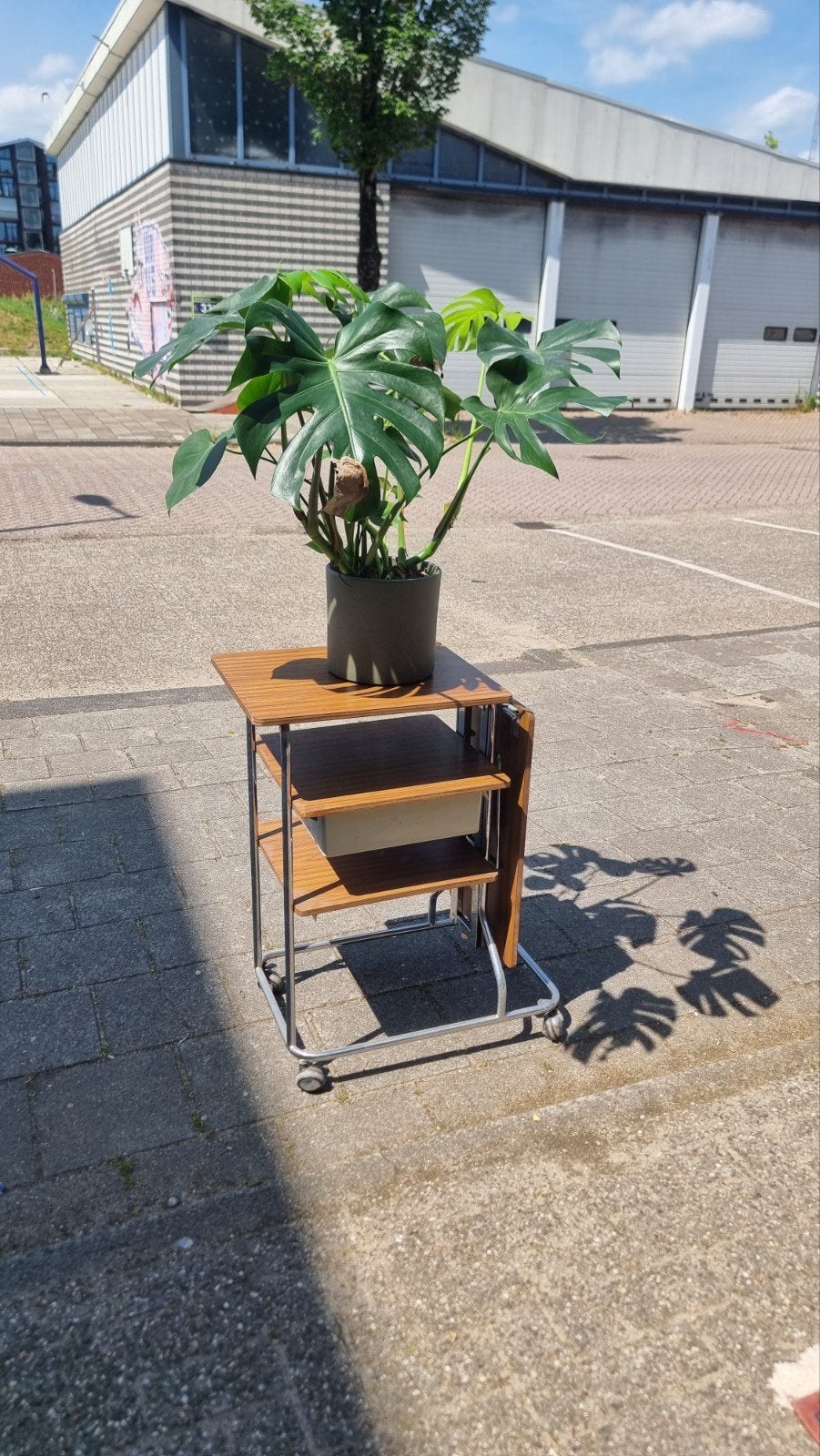 Vintage trolley met lade jaren 60 70, Ophalen of Verzenden, Huis en Inrichting
