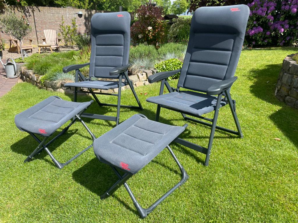 2x Crespo standenstoel met voetenbank, Ophalen, Zo goed als nieuw, Campingstoel