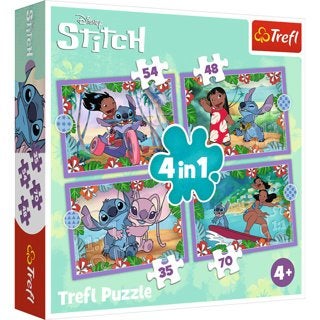 Trefl: Stitch 4 in 1 puzzel, Kinderen en Baby's, Speelgoed | Kinderpuzzels, ., Nieuw, ., 6 jaar of ouder