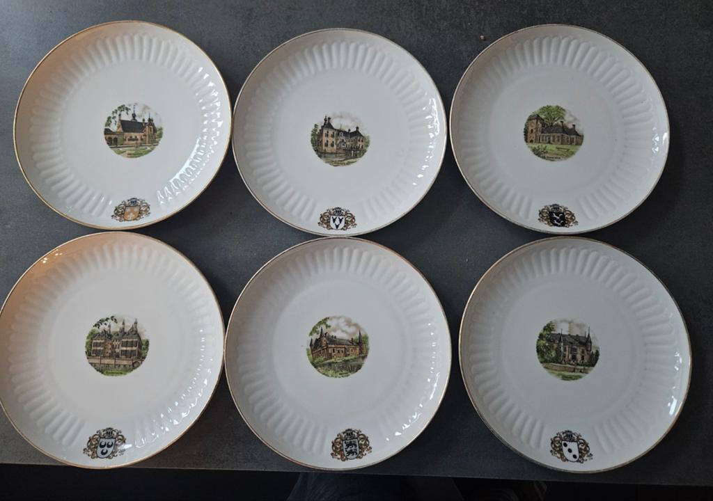 Set van 6 Bavaria porseleinen borden met lastelen, Antiek en Kunst, Ophalen