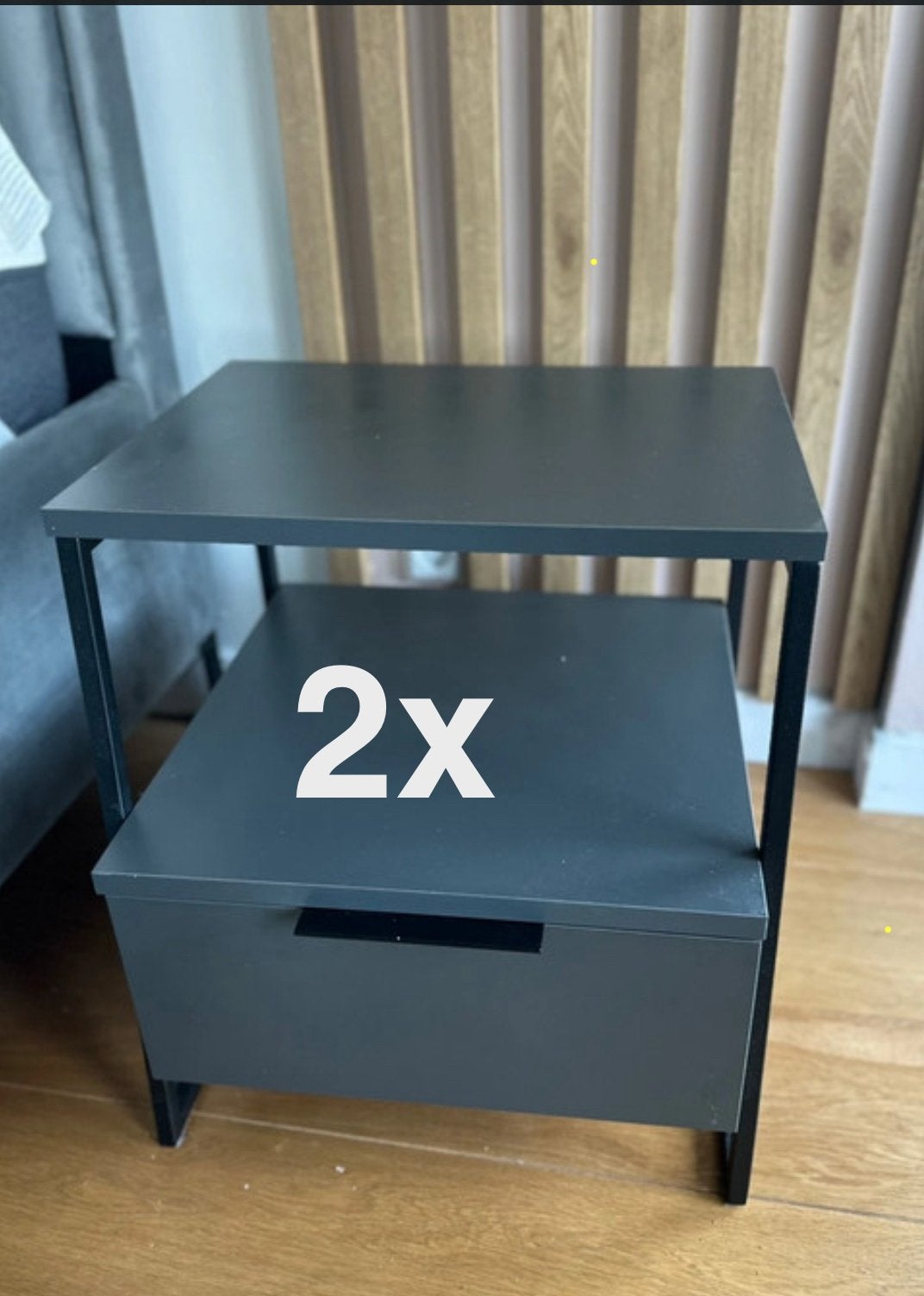 2 Antraciet Nachtkastjes - Zo goed als nieuw, Huis en Inrichting, Slaapkamer | Nachtkastjes, Ophalen, Zo goed als nieuw, 45 tot 65 cm