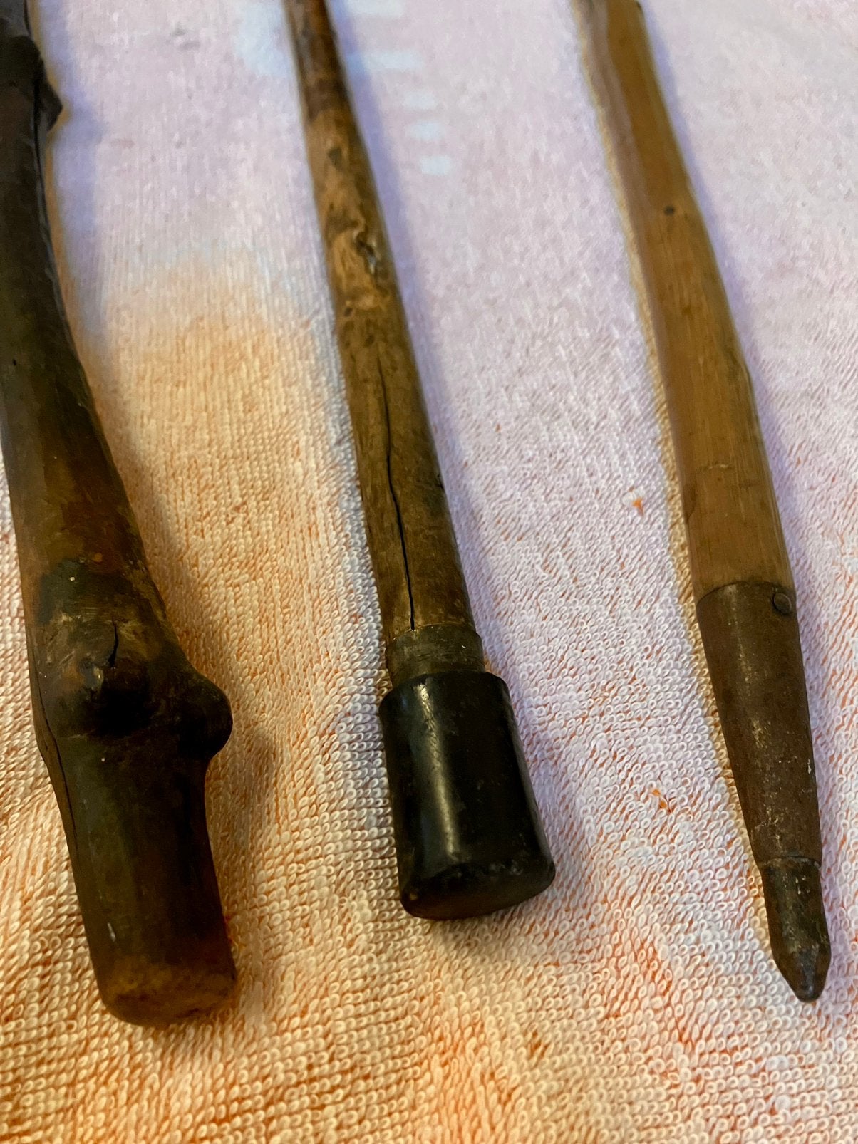 Antieke Houten Wandelstok 3 st. Mooi Bewerkt en stekels stok, Ophalen of Verzenden