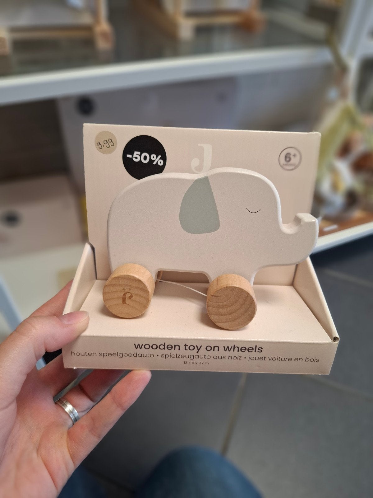 Houten olifant op wielen – jungle jambo (Jollein), Ophalen of Verzenden, Nieuw, Duw- of Trekspeelgoed