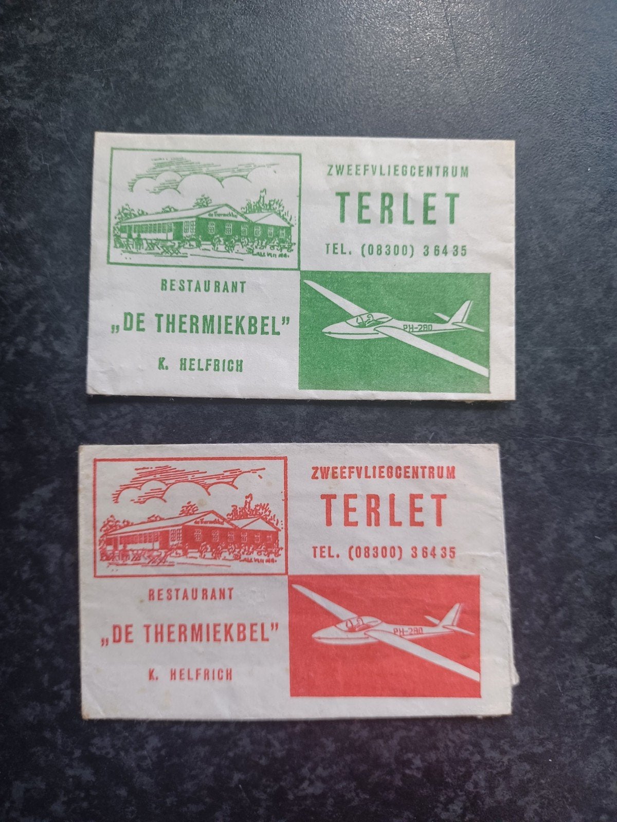 2 Suikerzakjes van zweefvliegcentrum Terlet, Ophalen of Verzenden, Nederland