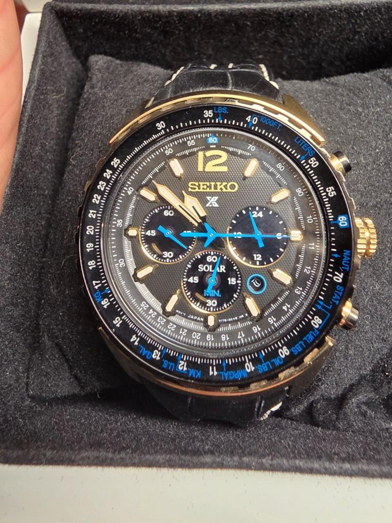 Seiko prospex Aviation Solar Pilot SSC264P1, Sieraden, Tassen en Uiterlijk, Horloges | Heren, Seiko, Leer, Polshorloge, Ophalen of Verzenden