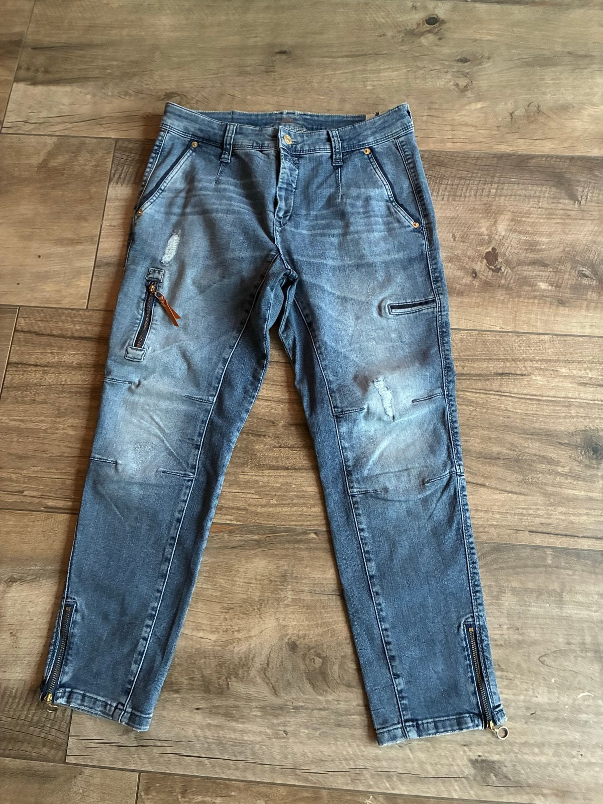 Mac cargo denim jeans maat 38, Maat 38/40 (M), Blauw, Ophalen of Verzenden, Driekwart
