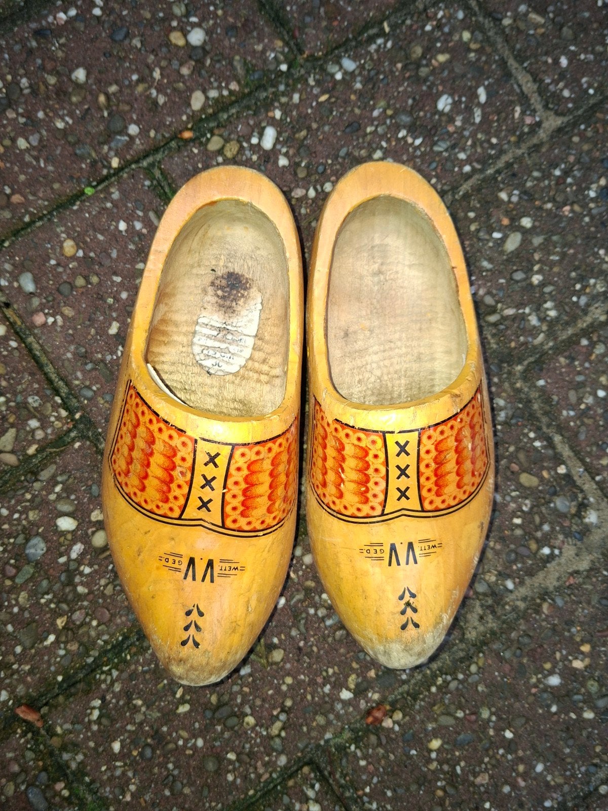 Traditionele Nederlandse Klompen - Geel met Oranje Decoratie, Ophalen