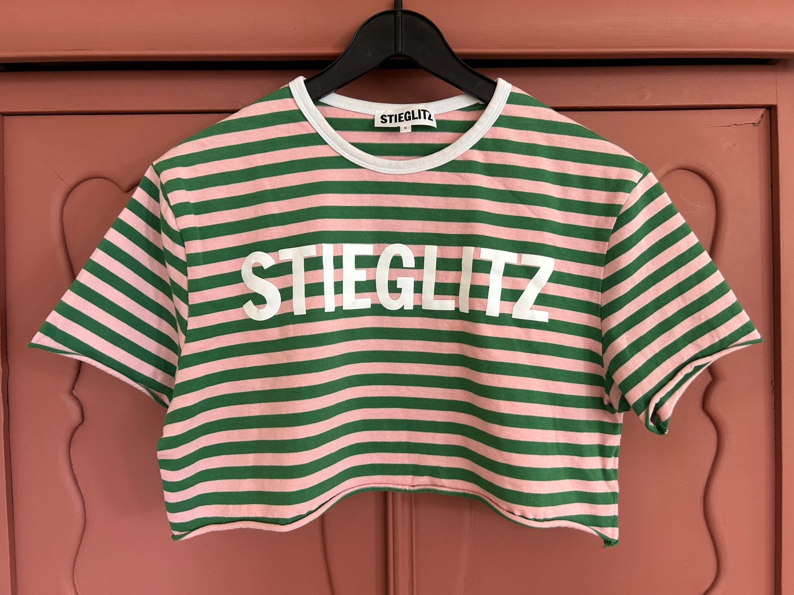 Stieglitz cropped shirt groen-roze maat S, Ophalen of Verzenden, Zo goed als nieuw, Korte mouw, Maat 36 (S)