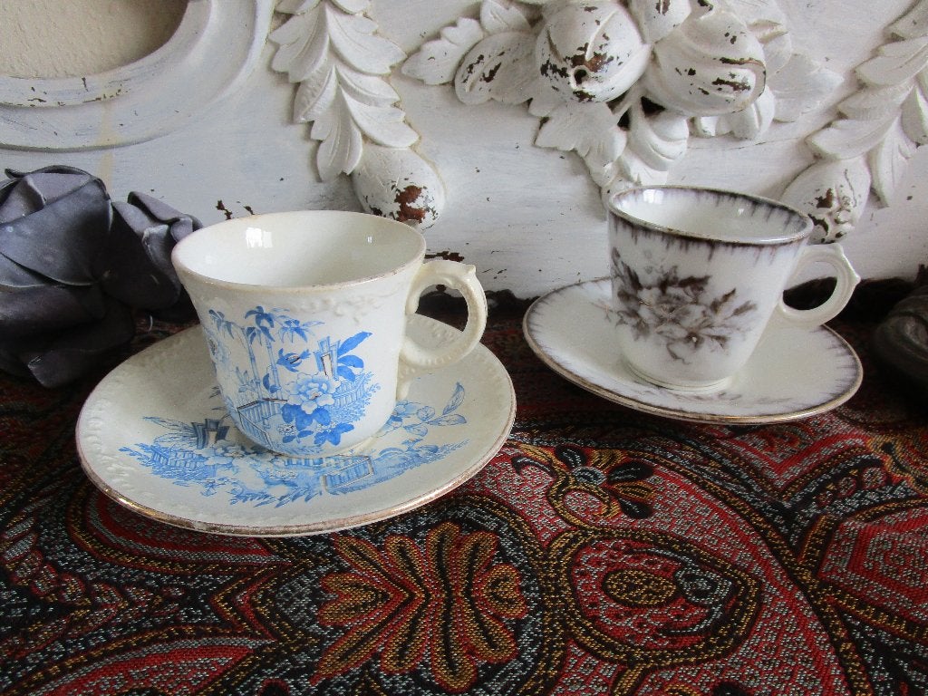 2 Antieke Kop en Schotels: S.C. Maastricht & P. Regout, Antiek en Kunst, Ophalen of Verzenden