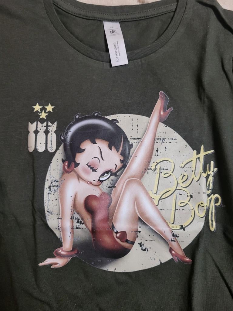 Militaria shirt dames XS - Betty Boop print, Ophalen of Verzenden, Nieuw, Maat 34 (XS) of kleiner, Korte mouw