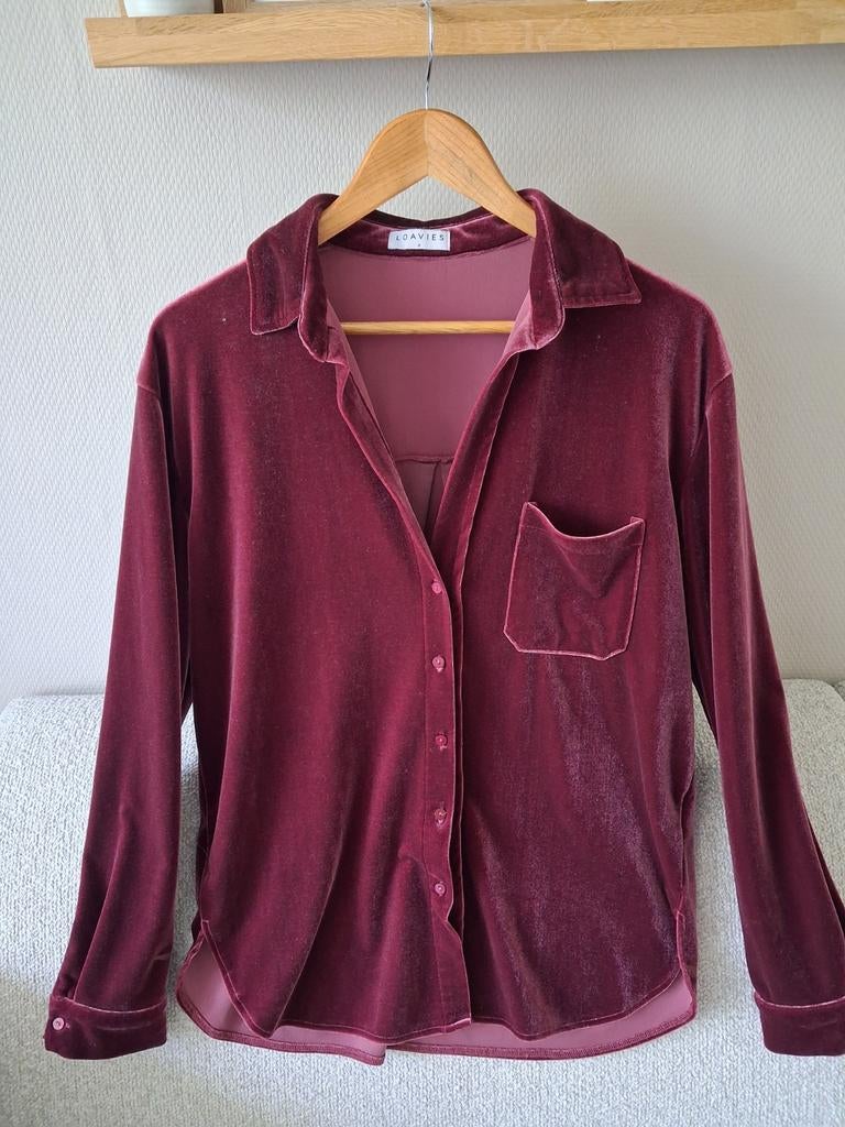 Blouse # Overhemd van Loavies, wijnrood, maat M, Kleding | Dames, Blouses en Tunieken, Ophalen of Verzenden, Zo goed als nieuw