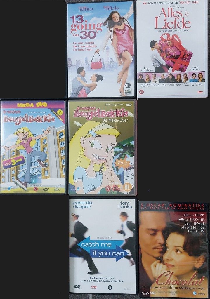 Diverse DVD’s (2). 6x. Beugelbekkie Chocolat 13 Going On 30, Cd's en Dvd's, Alle leeftijden, Ophalen of Verzenden, Zo goed als nieuw
