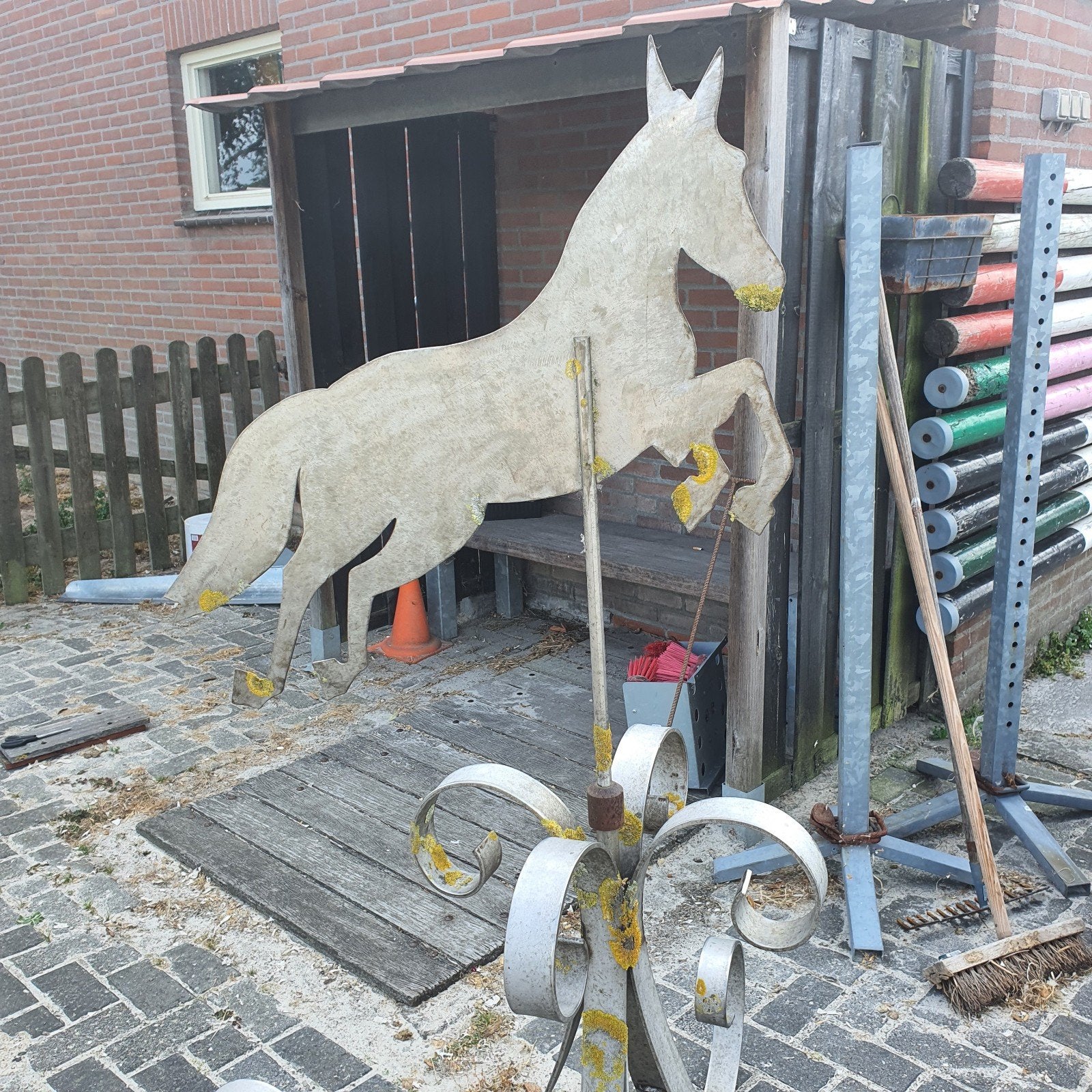 Unieke windwijzer paard roestvrij staal in perfecte staat, Ophalen, Zo goed als nieuw