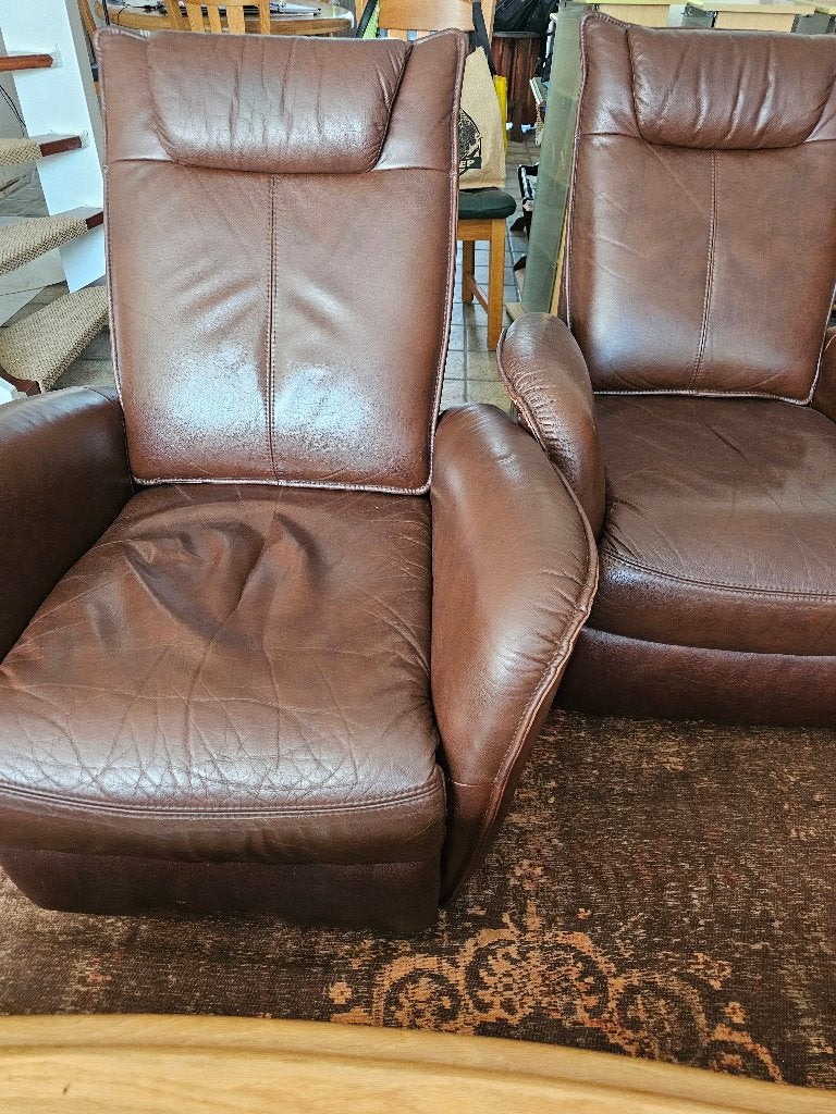 2 luxe fauteuils, Ophalen, Gebruikt, Minder dan 75 cm, Leer