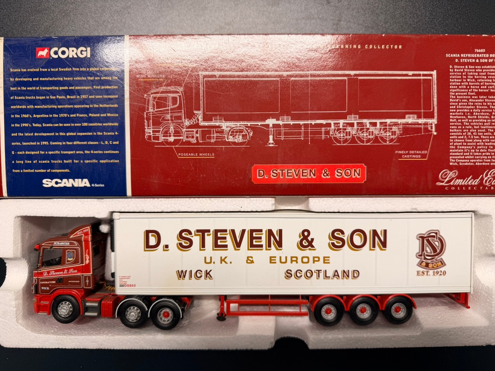 Corgi Scania D. Steven & Son, Ophalen of Verzenden, Zo goed als nieuw, Bus of Vrachtwagen, Corgi