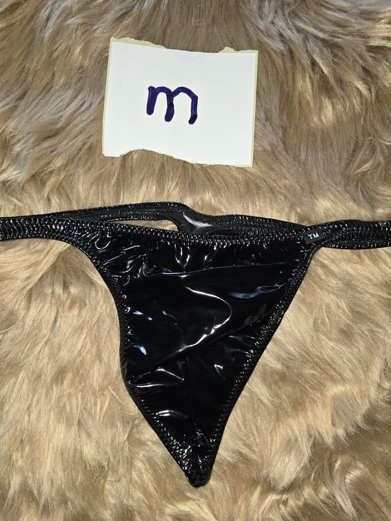 Nieuwe lak heren string maat M, Verzenden, Zwart, Slip