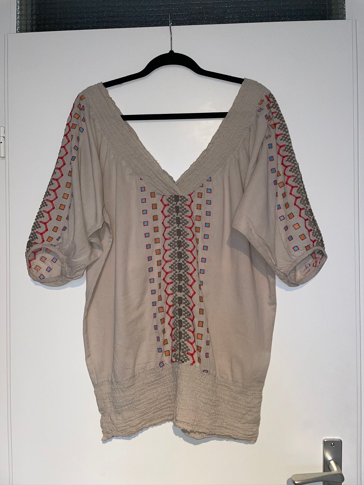 Isla ibiza dames beige boho off shoulder tuniek top mt xl, Ophalen of Verzenden, Zo goed als nieuw, Maat 46/48 (XL) of groter
