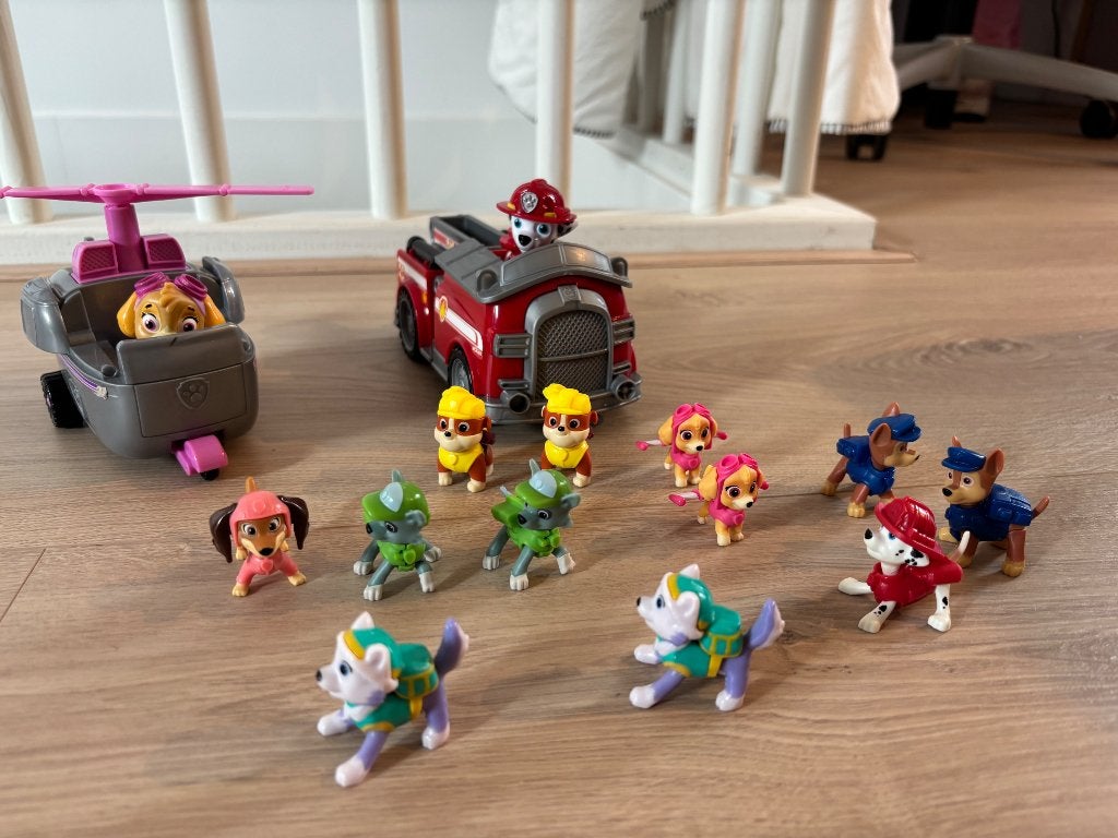 PAW Patrol – Skye helikopter + Marshall brandweerwagen, Ophalen, Gebruikt