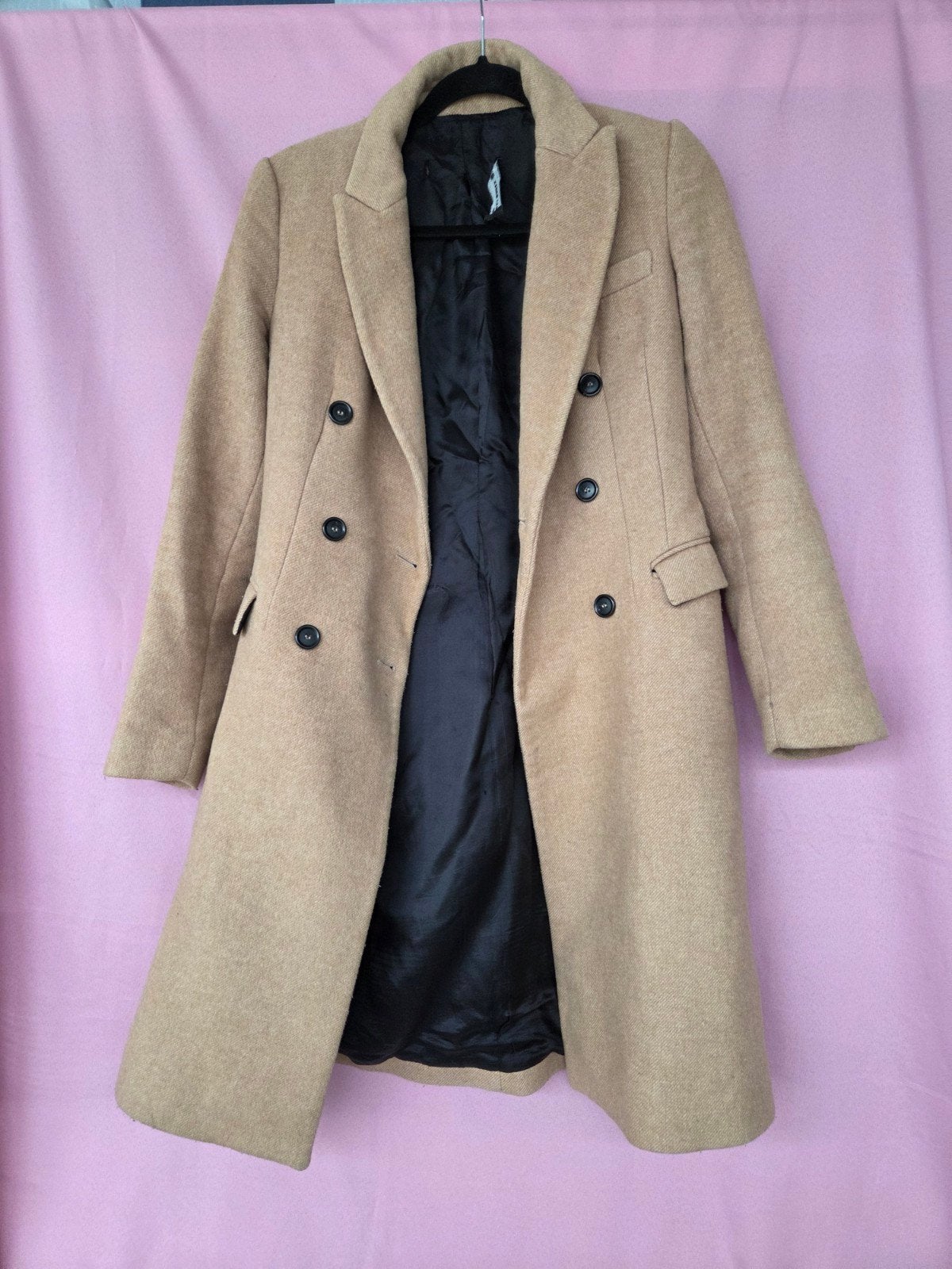 Zara Woman camelkleurige lange jas maat S, Beige, Ophalen of Verzenden, Zo goed als nieuw, Maat 36 (S)
