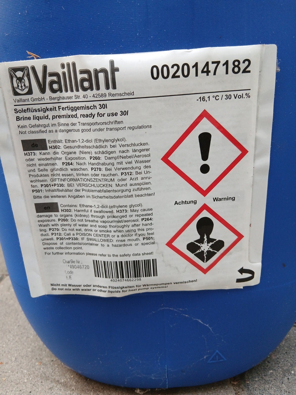 Vaillant Koelvloeistof - 17 liter - Vorstbeveiliging, Ophalen, Nieuw