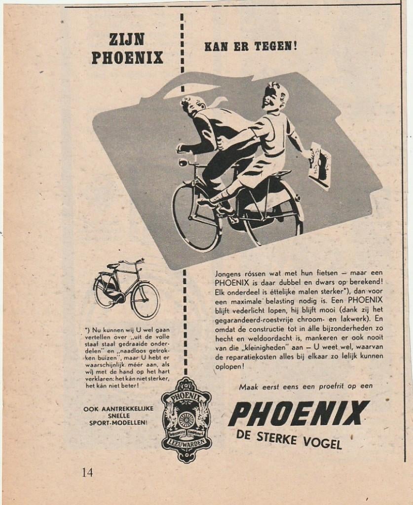 Retro reclame 1951 Phoenix fietsen jongetjes rossen ermee, Verzenden, Overige typen