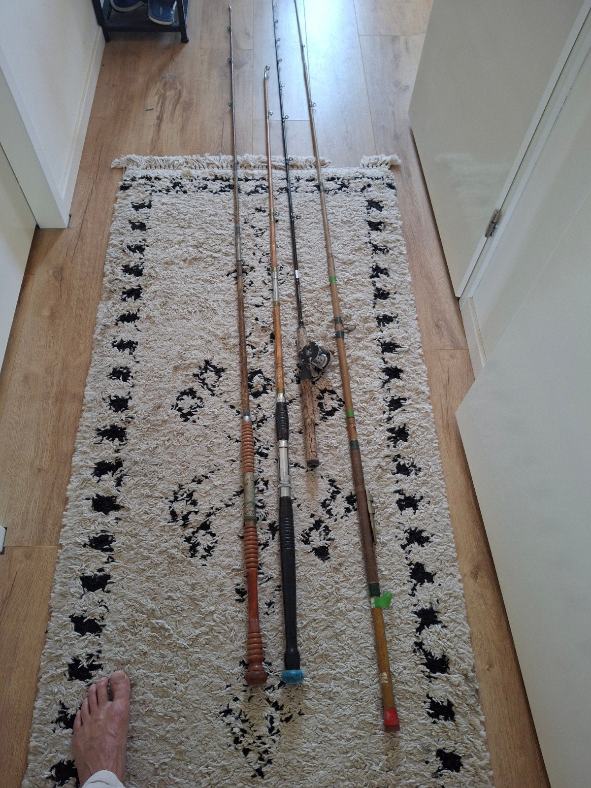 Vintage Vaste Hengels - Set van 4, Ophalen of Verzenden, Gebruikt, Vaste hengel