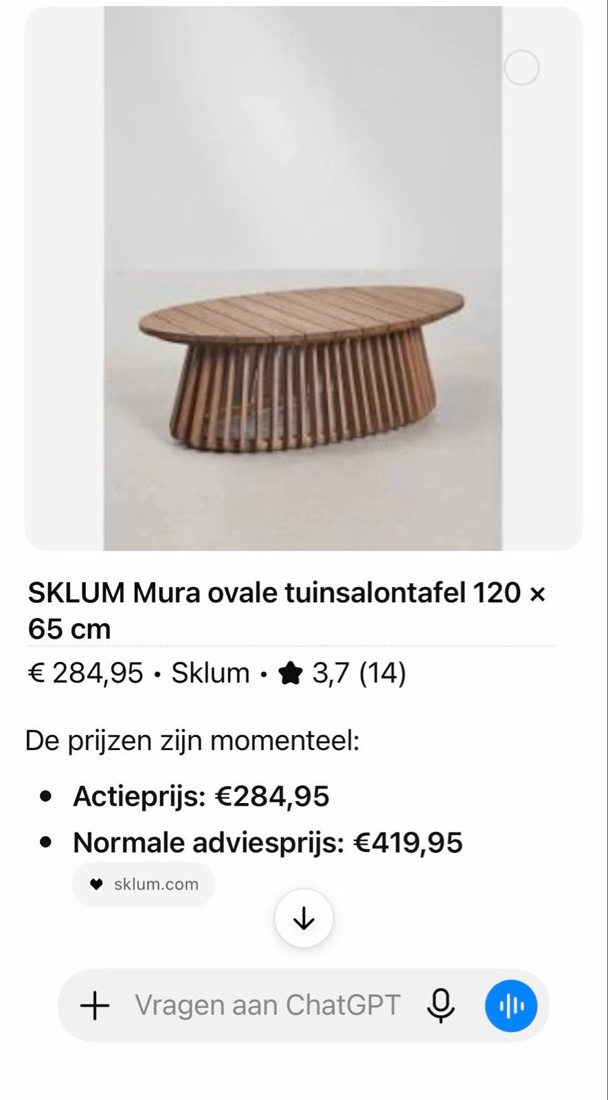 Sklum Mura ovale salontafel 120x65 cm - Nieuw in doos, Ophalen, Nieuw, Ovaal